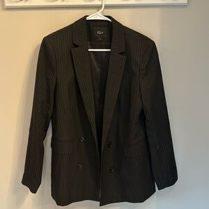 Rails Jac Blazer XS Charcoal Pinstripe Double Breasted Notched Lapels Twill